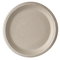 Plates made of Sugarcane "Pure" 1-compt. Ø 260 x 20mm Natural - Horecavoordeel.com