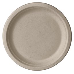 Plates made of Sugarcane "Pure" 1-compt. Ø 230 x 20mm Natural - Horecavoordeel.com