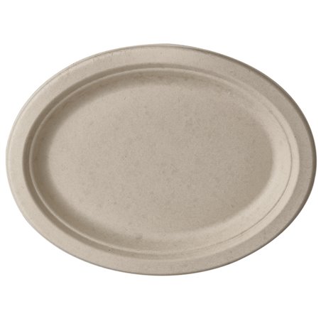 Plates made of Sugarcane "Pure" Oval 260 x 200 x 20mm Natural - Horecavoordeel.com