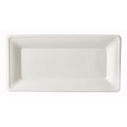 Plates made of Sugarcane "Pure" Rectangular 130 x 260mm White - Horecavoordeel.com