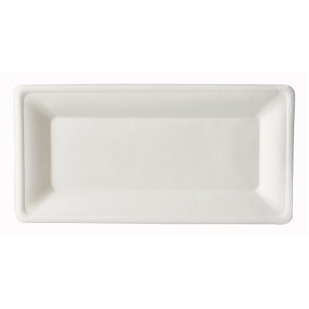 Plates made of Sugarcane "Pure" Rectangular 130 x 260mm White - Horecavoordeel.com