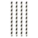 Paper Straws "Pure" Ø 6mm x 20cm Black White "Stripes" - Horecavoordeel.com