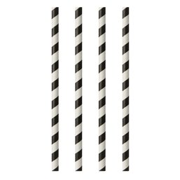 Paper Straws "Pure" Ø 6mm x 20cm Black White "Stripes" - Horecavoordeel.com