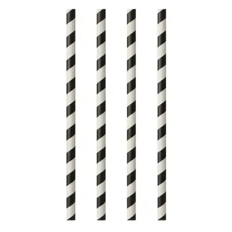 Drinkrietjes Papier Zwart - Wit "Pure" "Stripes" Ø 6 x 200mm Horecavoordeel.com