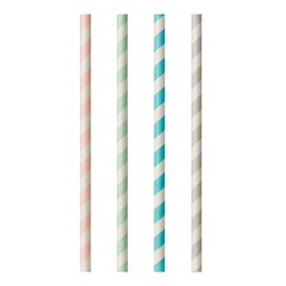 Drinkrietjes Papier "Pure" Kleuren Assortiment "Stripes" Ø 6 x 200mm Horecavoordeel.com