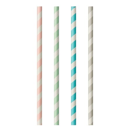 Drinkrietjes Papier "Pure" Kleuren Assortiment "Stripes" Ø 6 x 200mm Horecavoordeel.com