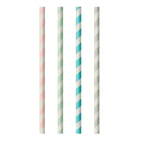 Drinkrietjes Papier "Pure" Kleuren Assortiment "Stripes" Ø 6 x 200mm Horecavoordeel.com