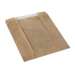 Bread Bag with PLA window "Pure" 18cm x 21,5cm Brown - Horecavoordeel.com