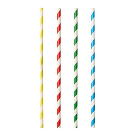 Milkshake Paper Straws "Pure" Ø 8mm x 21cm Colour variables "Stripes" - Horecavoordeel.com