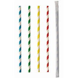 Drinkrietjes Papier "Pure" Kleuren Assortiment "Stripes" Per Stuk Verpakt Ø 6 x 200mm Horecavoordeel.com