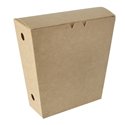 Fries Cones Cardboard "Pure" 1200ml 430 x 145 x 110mm Brown with fixed Lid - Horecavoordeel.com