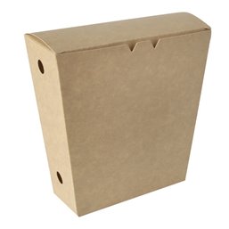 Fries Cones Cardboard "Pure" 1200ml 430 x 145 x 110mm Brown with fixed Lid - Horecavoordeel.com