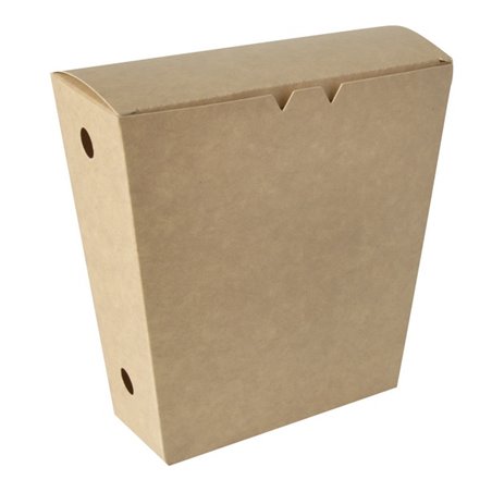 Fries Cones Cardboard "Pure" 1200ml 430 x 145 x 110mm Brown with fixed Lid - Horecavoordeel.com