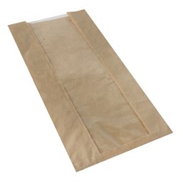 Bread Bag with PLA window "Pure" 47cm x 20cm x 9cm Brown - Horecavoordeel.com