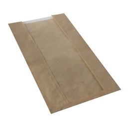 Broodzak met PLA venster "Pure" Bruin 380 x 200 x 90mm Horecavoordeel.com