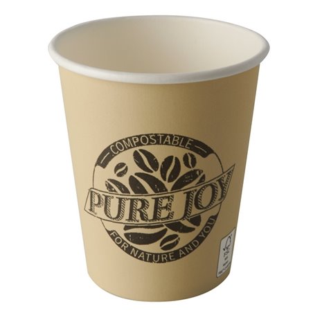 Drinking Cups Cardboard "Pure" 200ml Ø 80mm 9,2cm Cream "Pure Joy" - Horecavoordeel.com