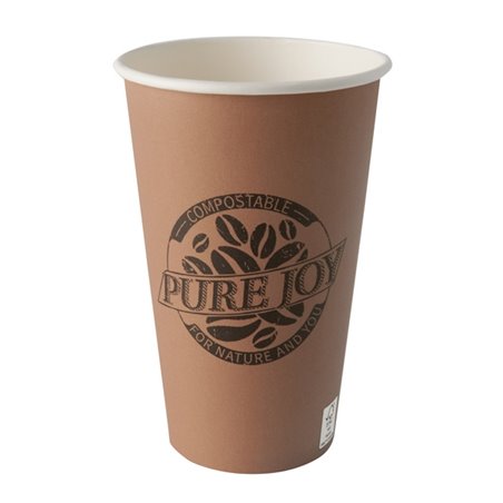 Drinking Cups Cardboard "Pure" 400ml Ø 90mm 13,9cm Brown "Pure Joy" - Horecavoordeel.com