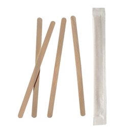 Stirring Sticks Wood "Pure" 14cm x 6mm Packed individually - Horecavoordeel.com