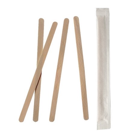 Stirring Sticks Wood "Pure" 14cm x 6mm Packed individually - Horecavoordeel.com