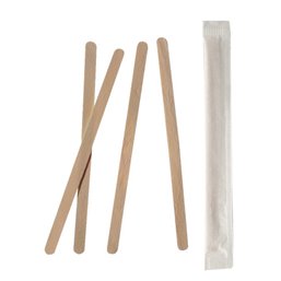 Stirring Sticks Wood "Pure" 11cm x 5mm Packed individually - Horecavoordeel.com