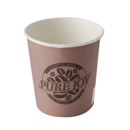 Cardboard Drinking Cups "Pure" 100ml Ø 6cm 60mm Purple "Pure Joy" - Horecavoordeel.com