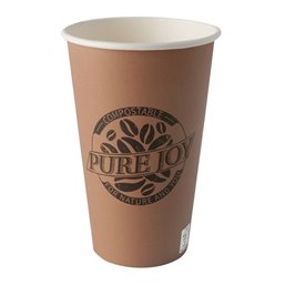 Cardboard Drinking Cups "Pure" 400ml Ø 90mm 13,9cm Brown "Pure Joy" - Horecavoordeel.com