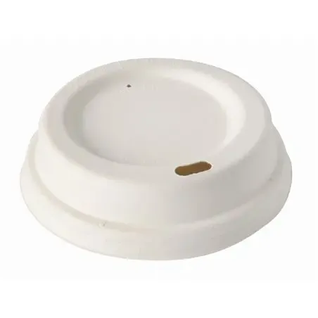 Dome Lids made of Sugarcane "Pure" Round Ø 80mm White - Horecavoordeel.com