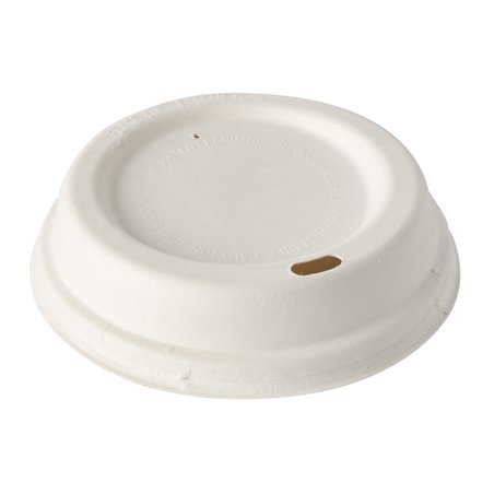 Dome Deksels van Suikerriet "Pure" Rond Wit Ø 90mm Horecavoordeel.com