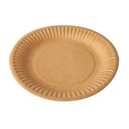 Cardboard Plates "Pure" Round Ø 150mm Brown - Horecavoordeel.com