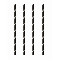 Milkshake Paper Straws "Pure" Ø 8mm x 20cm Black White "Stripes" - Horecavoordeel.com