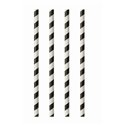 Paper Straws "Pure" Ø 6mm x 24cm Black White "Stripes" - Horecavoordeel.com