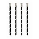 Straws With spoon Paper "Pure" Ø 8mm x 20cm Black White "Stripes" - Horecavoordeel.com