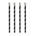 Straws With spoon Paper "Pure" Ø 8mm x 20cm Black White "Stripes" - Horecavoordeel.com