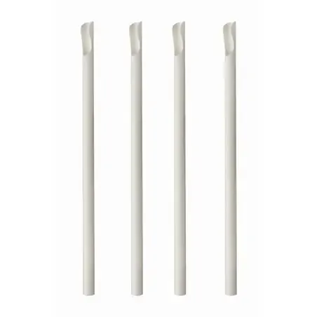 Straws With spoon Paper "Pure" Ø 8mm x 20cm White - Horecavoordeel.com