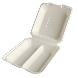 Menuboxes Sugarcane "Pure" Rectangular 2-compt. 220 x 200 x 77mm White - Horecavoordeel.com