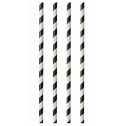 Paper Straws "Pure" Ø 6 x 290mm Black White "Stripes" - Horecavoordeel.com