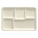 Menu Trays Sugarcane "Pure" Rectangular 5-compt. 216 x 317 x24mm White - Horecavoordeel.com
