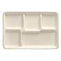 Menu Trays Sugarcane "Pure" Rectangular 5-compt. 216 x 317 x24mm White - Horecavoordeel.com