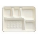 Menu Trays Sugarcane "Pure" Rectangular 5-compt. 220 x 282 x 37mm White - Horecavoordeel.com