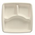 Menu Trays Sugarcane "Pure" Square 3-compt. 230 x 230 x 45mm White - Horecavoordeel.com