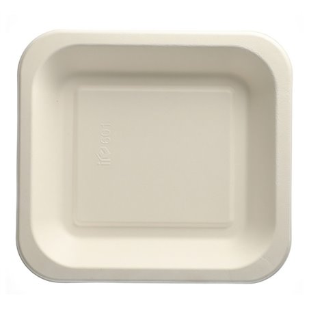 Topseal Menu Trays Sugarcane "Pure" Rectangular 245 x 265 x 42mm White - Horecavoordeel.com