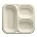 Topseal Menu Trays Sugarcane "Pure" Rectangular 3-compt. 245 x 265 x 42mm White