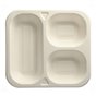 Topseal Menu Trays Sugarcane "Pure" Rectangular 3-compt. 245 x 265 x 42mm White