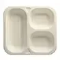 Topseal Menu Trays Sugarcane "Pure" Rectangular 3-compt. 245 x 265 x 42mm White