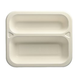 Topseal Menuschalen Suikerriet "Pure" Rechthoek 2-Vaks Wit 250 x 212 x 42mm Horecavoordeel.com