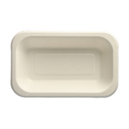 Topseal Menu Trays Sugarcane "Pure" Rectangular 240 x 150 x 42mm White - Horecavoordeel.com