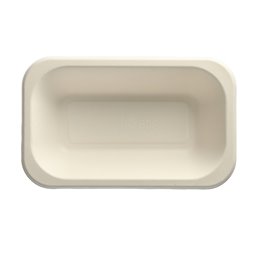 Topseal Menu Trays Sugarcane "Pure" Rectangular 240 x 150x 56mm White - Horecavoordeel.com