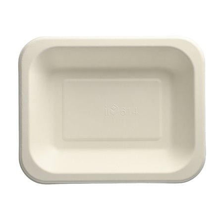 Topseal Menu Trays Sugarcane "Pure" Rectangular 185 x 235 x 42mm White - Horecavoordeel.com