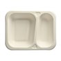 Topseal Menu Trays Sugarcane "Pure" Rectangular 2-compt. 185 x 235 x 42mm White