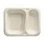 Topseal Menu Trays Sugarcane "Pure" Rectangular 2-compt. 185 x 235 x 42mm White